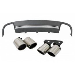 Rear Bumper Valance Air Diffuser suitable for Audi A4 B8 Pre Facelift (2008-2011) with Exhaust Muffler Tips Tail Pipes Limousine