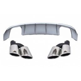 Rear Bumper Valance Diffuser with Exhaust Muffler Tips suitable for Audi A3 8V Facelift (2016-2019) S-Line Bumper Sedan Converti