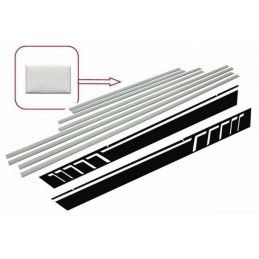Add On Door Moldings Stripes Brushed Aluminum with Side Decals Sticker Vinyl Black suitable for Mercedes G-Class W463 (1989-2017