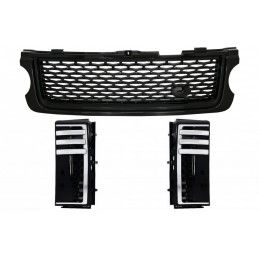 Central Grille with Side Vents suitable for Land Range Rover Vogue III L322 (2010-2012) Piano Black Autobiography Supercharged E