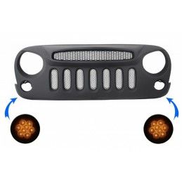 Central Front Grille with LED Turn Signal Light Grille Indicator suitable for JEEP Wrangler / Rubicon JK (2007-2017) Angry Bird 