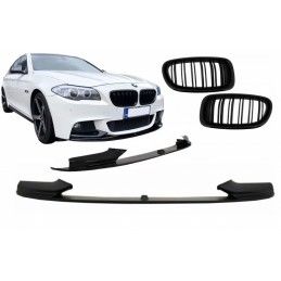 Front Bumper Spoiler Lip suitable for BMW 5 Series F10 F11 Sedan Touring (2011-2017) M-Performance Design With Double Stripe Pia