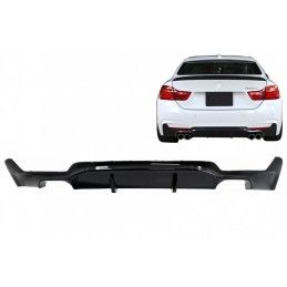 Rear Bumper Diffuser suitable for BMW F32 F33 F36 (2013-) Coupe Cabrio 4 Series M Performance Design Twin Double Outlet Piano Bl