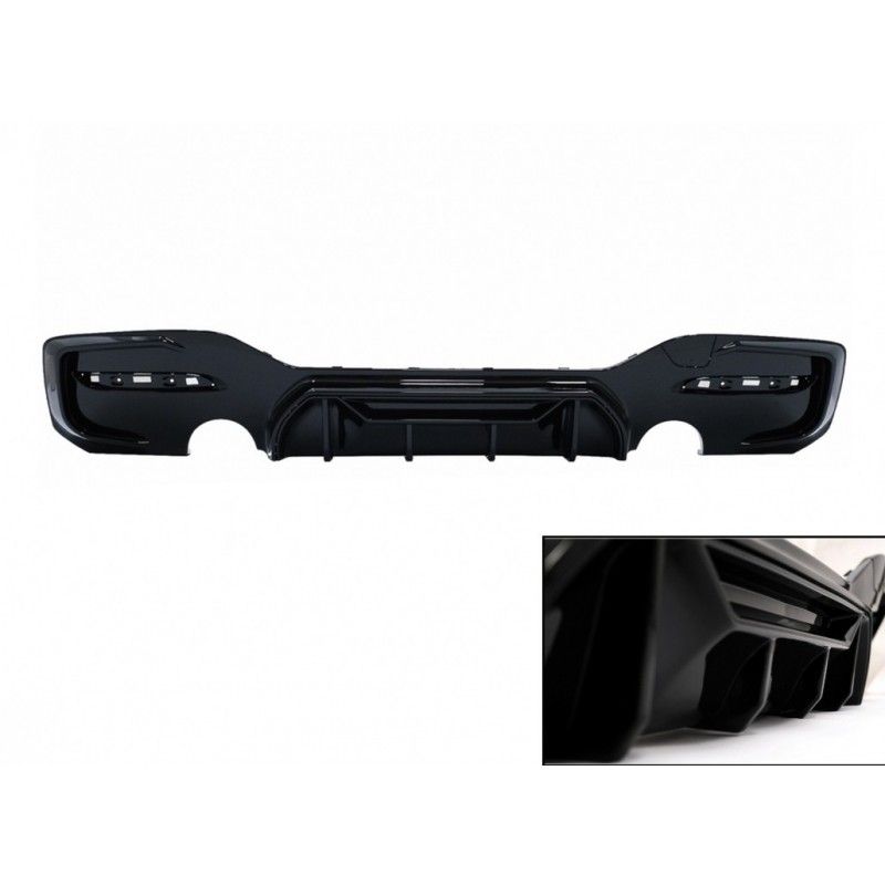 Rear Bumper Spoiler Valance Diffuser Twin Outlet Single suitable for BMW 1 Series F20 F21 LCI (2015-2019) Piano Black Competitio