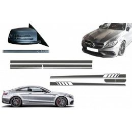 Set Sticker Side Decals & Upper Bonnet Roof Tailgate & Sticker Mirror Dark Grey suitable for MERCEDES C205 Coupe A205 Cabriolet 