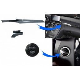 Car Center Console Dashboard Strips Interior Trim with Engine Start Button Cover suitable for Mercedes C-Class W205 (2015-2017) 