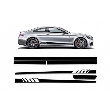 Set Sticker Side Decals & Upper Bonnet Roof Tailgate Matte Black suitable for MERCEDES C205 Coupe A205 Cabriolet (2014-up) A45 D