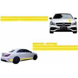 Set Sticker Side Decals and Upper Bonnet Roof Tailgate Matte Yellow suitable for Mercedes CLA W117 C117 X117 (13-16) W176 (12-18