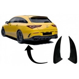 Rear Bumper Flaps Flics Side Fins suitable for Mercedes CLA Shooting Brake X118 CLA Coupe C118 (2019-up) Piano Black CLA 45S Des