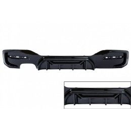 Rear Bumper Spoiler Valance Diffuser Left Double Outlet suitable for BMW 1 Series F20 F21 LCI (2015-06.2019) Piano Black with Ca