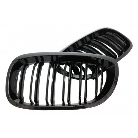 Central Kidney Grilles suitable for BMW 3 Series E46 Coupe Cabrio 2 Doors Facelift (2003-2005) Double Stripe M Design Piano Blac