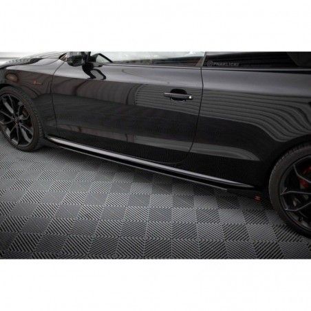 Maxton Street Pro Side Skirts Diffusers + Flaps Audi A5 / A5 S-Line / S5 Coupe / Cabrio 8T / 8T Facelift Black + Gloss Flaps, No