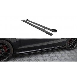 Maxton Street Pro Side Skirts Diffusers + Flaps Audi A5 / A5 S-Line / S5 Coupe / Cabrio 8T / 8T Facelift Black-Red + Gloss Flaps