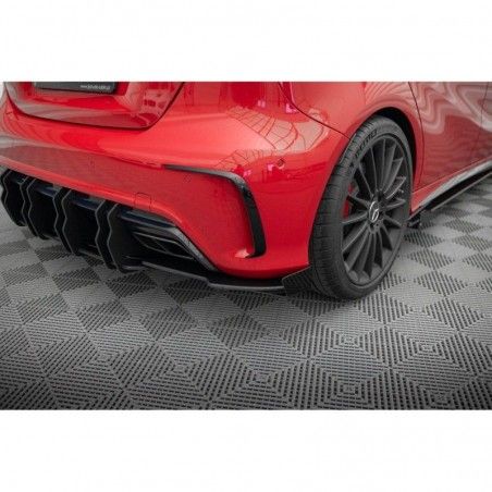 Maxton Street Pro Rear Side Splitters + Flaps Mercedes-Benz A 45 AMG W176 Facelift Black-Red + Gloss Flaps, Nouveaux produits ma