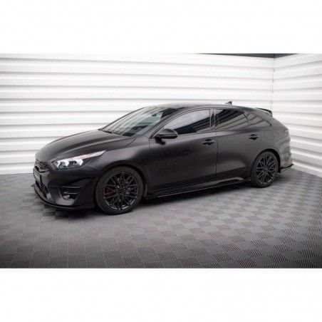 Maxton Street Pro Side Skirts Diffusers + Flaps Kia Proceed / Ceed GT Mk1 Facelift / Mk3 Facelift Black + Gloss Flaps, Nouveaux 