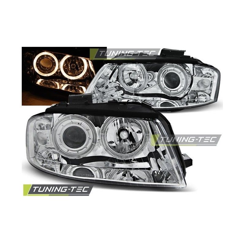 HEADLIGHTS ANGEL EYES CHROME fits AUDI A3 8P 05.03-03.08, A3 8P 03-08