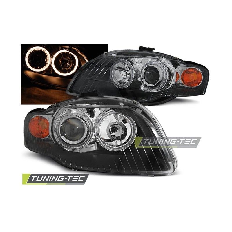 HEADLIGHTS ANGEL EYES BLACK fits AUDI A4 B7 11.04-03.08, A4 B7 04-08