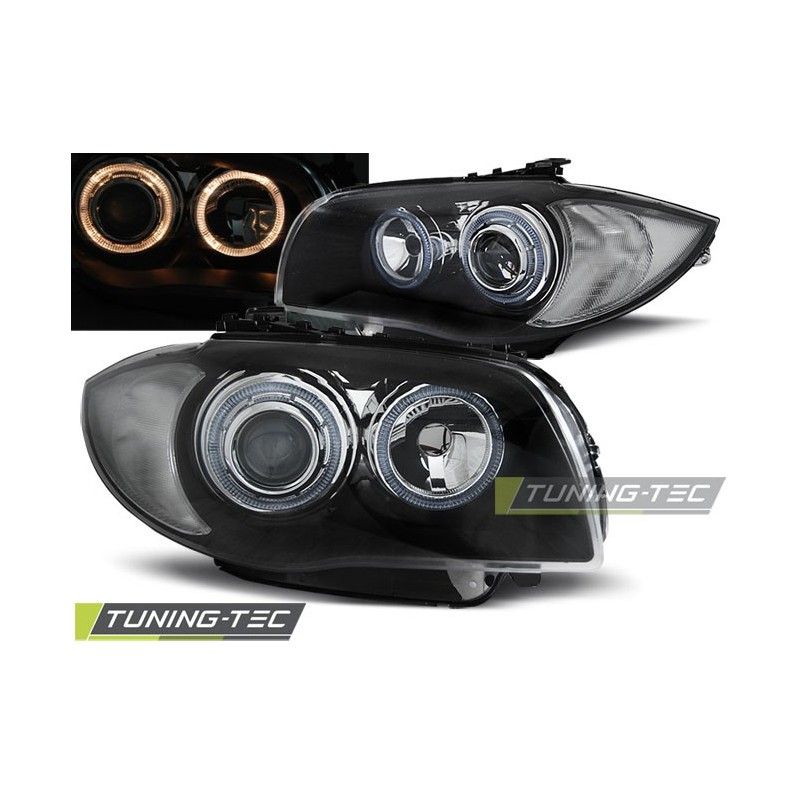 HEADLIGHTS ANGEL EYES BLACK fits BMW 1 E87/E81/82/88 04-11, Serie 1 E81/E87