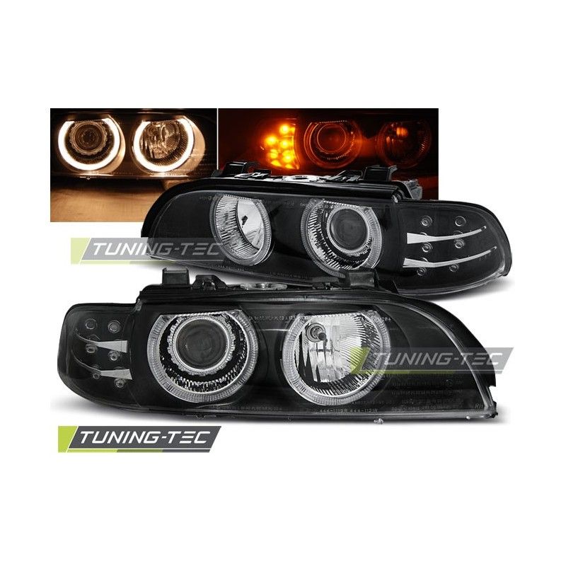 HEADLIGHTS ANGEL EYES BLACK LED INDICATOR BMW E39 09.95-06.03, Serie 5 E39