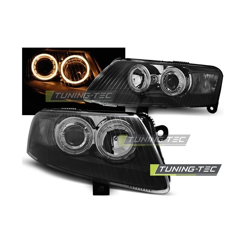 HEADLIGHTS ANGEL EYES BLACK fits AUDI A6 C6 04.04-08, A6 4F C6 04-10