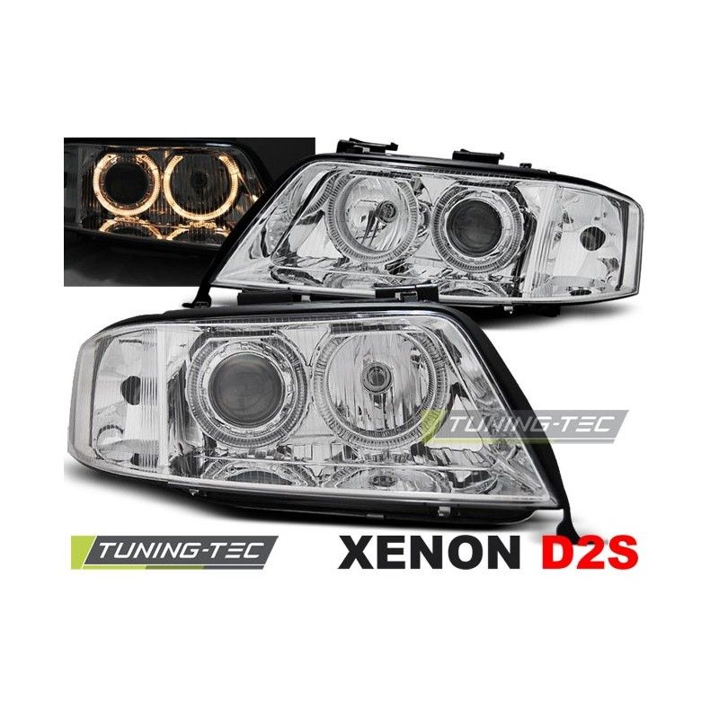 XENON HEADLIGHTS ANGEL EYES CHROME fits AUDI A6 05.97-09.99, A6 4B C5 97-04