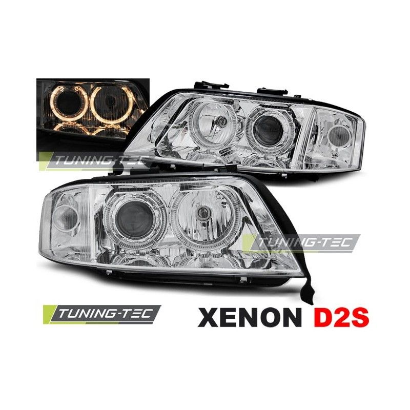 XENON HEADLIGHTS ANGEL EYES CHROME fits AUDI A6 06.01-05.04, A6 4B C5 97-04