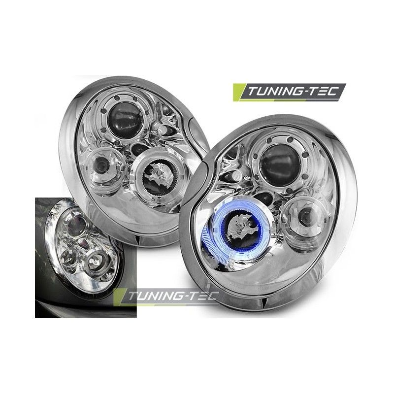 HEADLIGHTS ANGEL EYES CHROME fits BMW MINI (COOPER) 01-04, Cooper R50/R52/R53 01-07