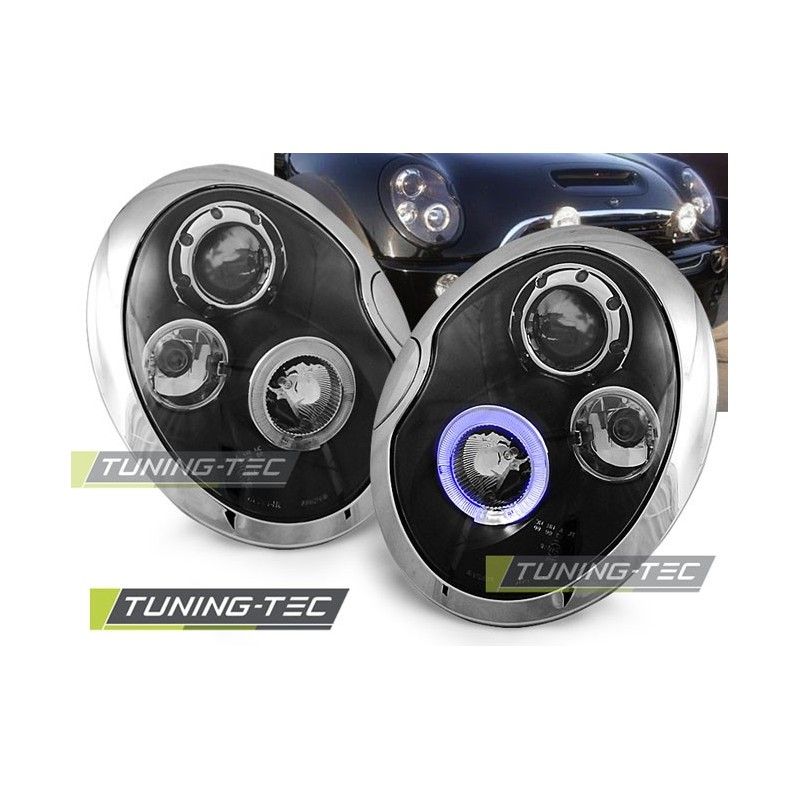 HEADLIGHTS ANGEL EYES BLACK fits BMW MINI (COOPER) 01-04, Cooper R50/R52/R53 01-07