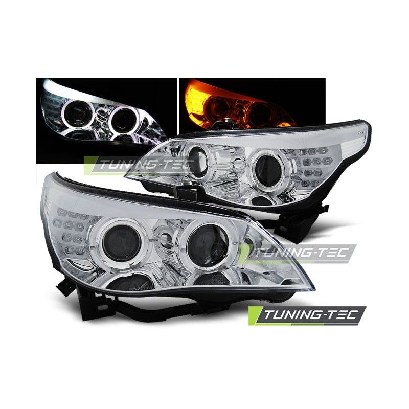 HEADLIGHTS ANGEL EYES CHROME fits LED INDICATOR BMW E60/E61 03-07, Serie 5 E60/61 HEADLIGHTS ANGEL EYES CHROME fits LED INDICATOR BMW E60/E61 03-07, Serie 5 E60/61