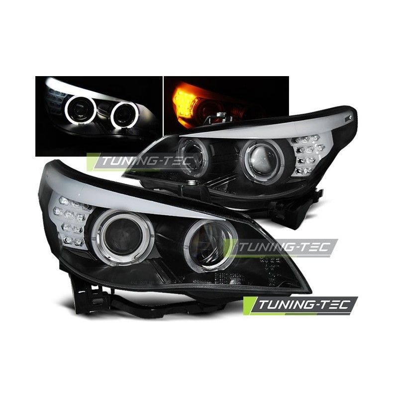 HEADLIGHTS ANGEL EYES BLACK LED INDICATOR fits BMW E60/E61 03-07, Serie 5 E60/61