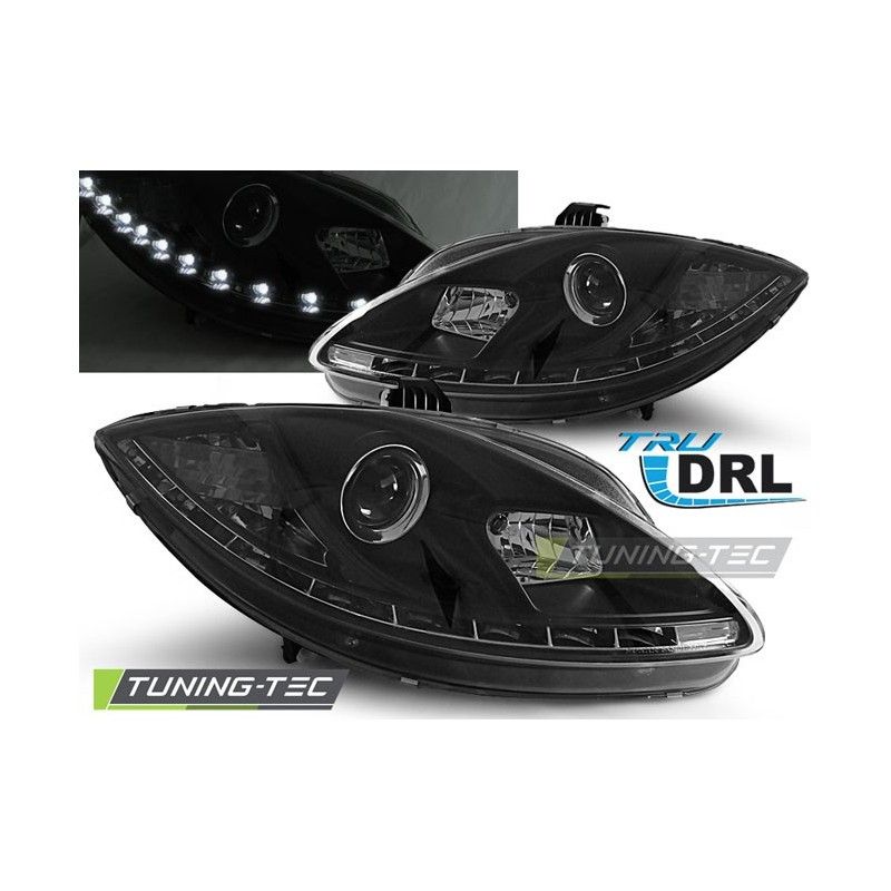 HEADLIGHTS TRUE DRL BLACK fits SEAT LEON ALTEA 09-12, Leon II 05-12