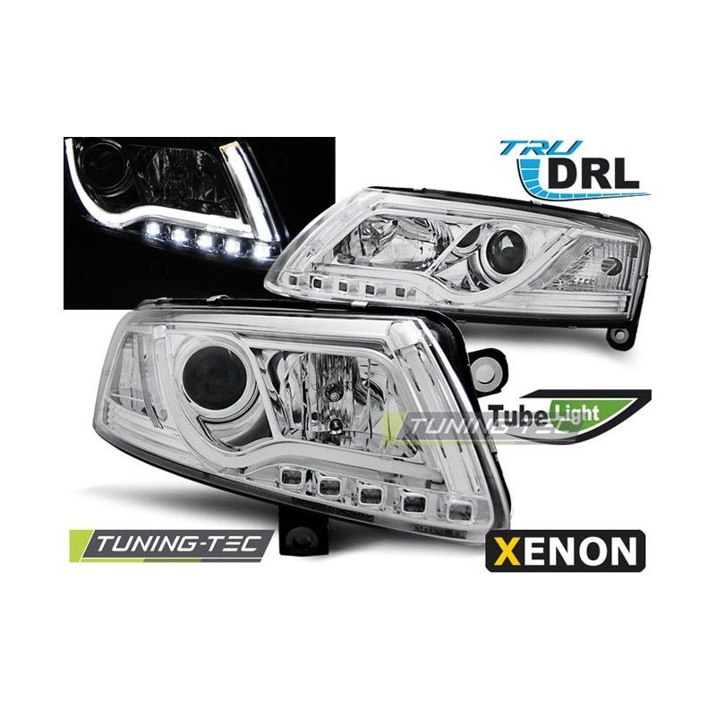 XENON HEADLIGHTS TUBE LIGHT DRL CHROME fits AUDI A6 C6 04-08 , A6 4F C6 04-10