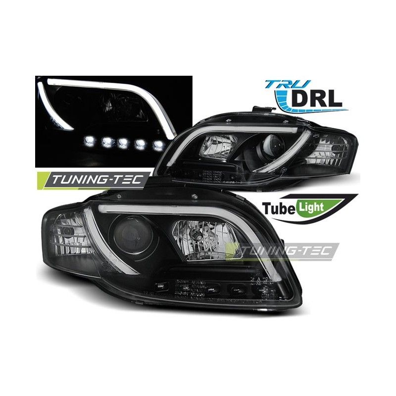 HEADLIGHTS TUBE LIGHT DRL BLACK fits AUDI A4 B7 11.04-03.08, A4 B7 04-08