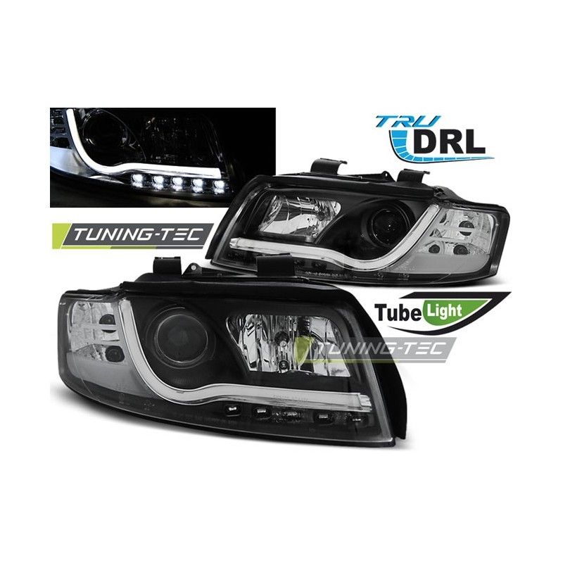 HEADLIGHTS TUBE LIGHT DRL BLACK fits AUDI A4 10.00-10.04, A4 B6 00-05