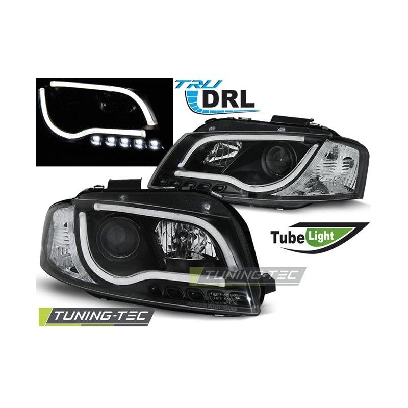 HEADLIGHTS TUBE LIGHT DRL BLACK fits AUDI A3 8P 05.03-03.08, A3 8P 03-08