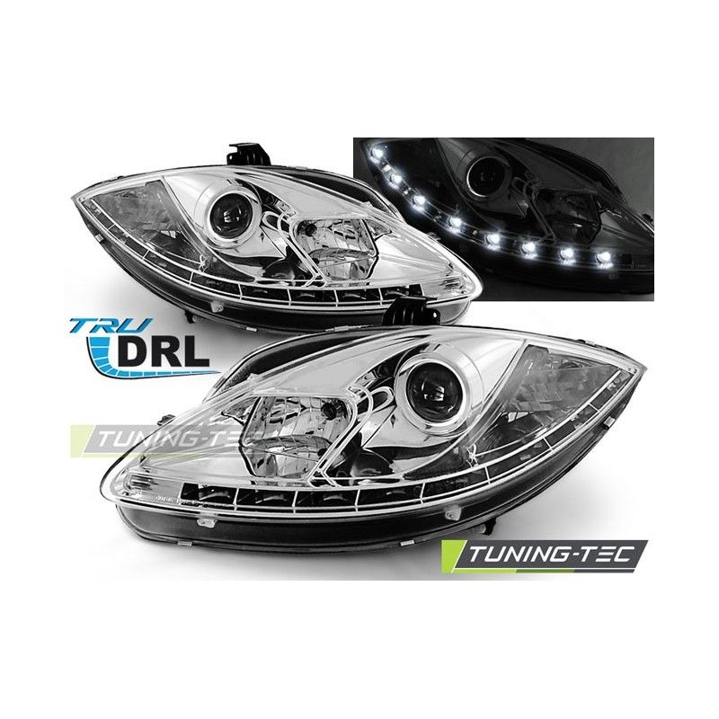 HEADLIGHTS TRUE DRL CHROME fits SEAT LEON ALTEA 09-12, Leon II 05-12