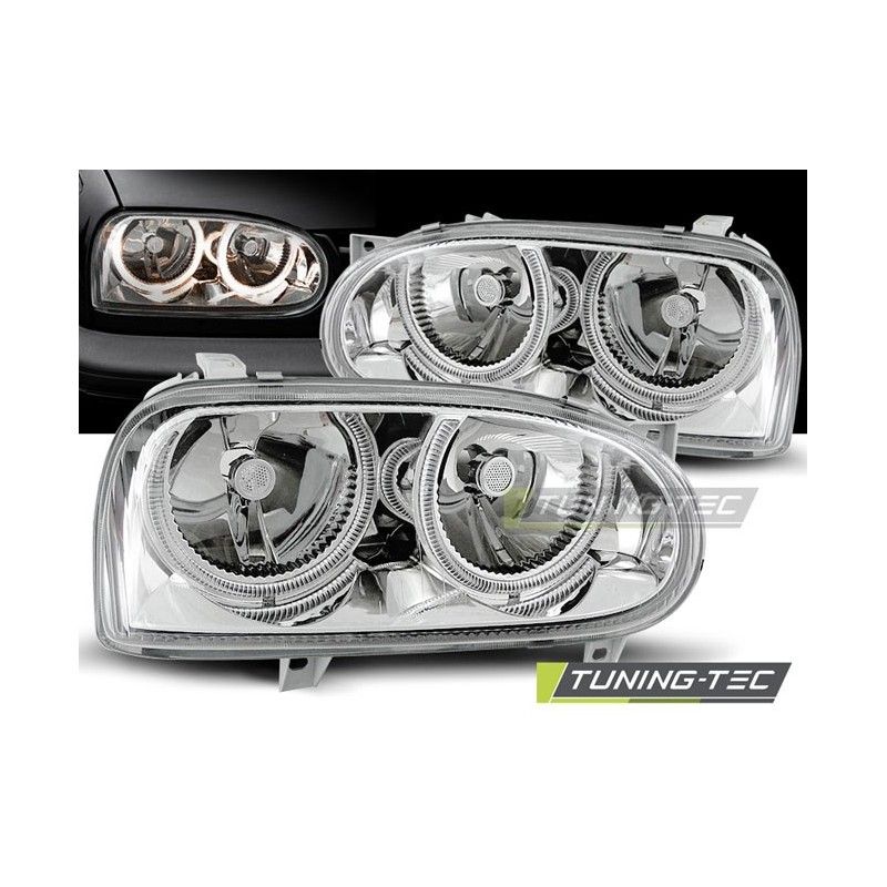 HEADLIGHTS ANGEL EYES CHROME fits VW GOLF 3 09.91-08.97, Golf 3