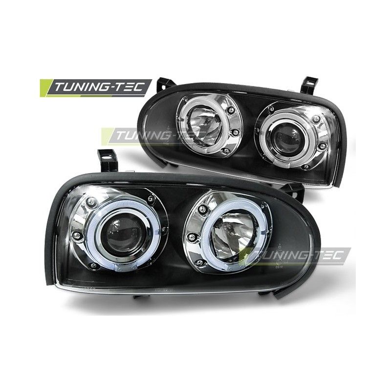 HEADLIGHTS ANGEL EYES BLACK fits VW GOLF 3 09.91-08.97, Golf 3