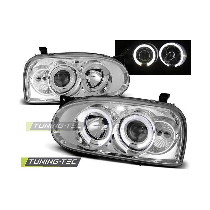 HEADLIGHTS ANGEL EYES CHROME fits VW GOLF 3 09.91-08.97, Golf 3