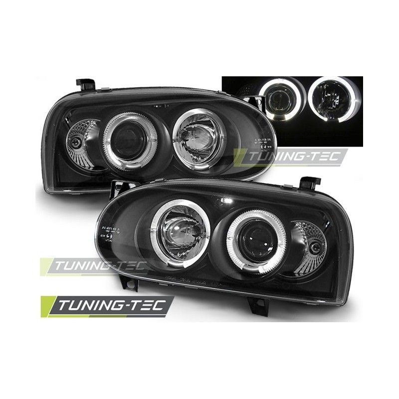 HEADLIGHTS ANGEL EYES BLACK fits VW GOLF 3 09.91-08.97, Golf 3