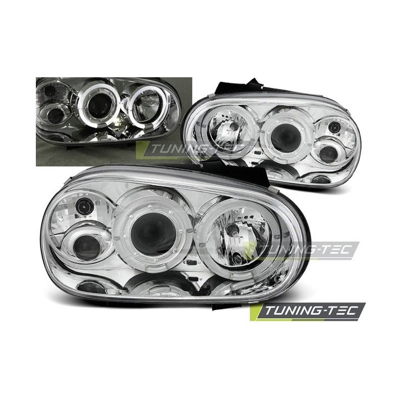 HEADLIGHTS ANGEL EYES CHROME fits VW GOLF 4 09.97-09.03, Golf 4 HEADLIGHTS ANGEL EYES CHROME fits VW GOLF 4 09.97-09.03, Golf 4