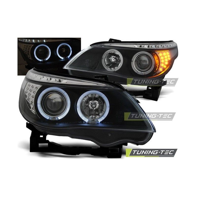 HEADLIGHTS ANGEL EYES BLACK LED INDICATOR fits BMW E60/E61 03-07, Serie 5 E60/61