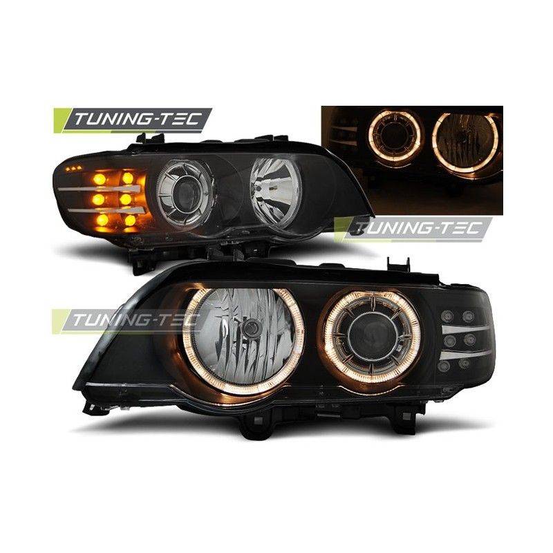 HEADLIGHTS ANGEL EYES BLACK LED INDICATOR fits BMW X5 E53 09.99-10.03, X5 E53