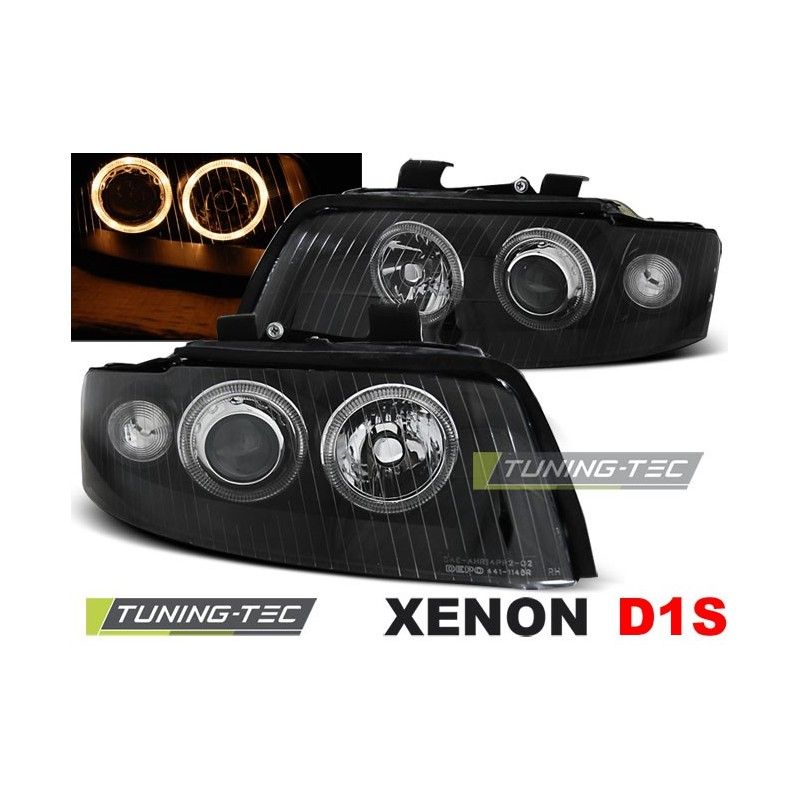 XENON HEADLIGHTS ANGEL EYES BLACK fits AUDI A4 10.00-10.04, A4 B6 00-05