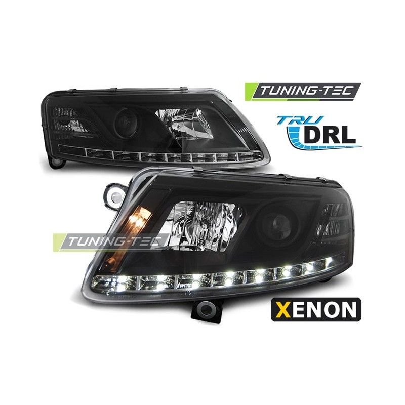 XENON HEADLIGHTS TRUE DRL BLACK fits AUDI A6 C6 04.04-08, A6 4F C6 04-10