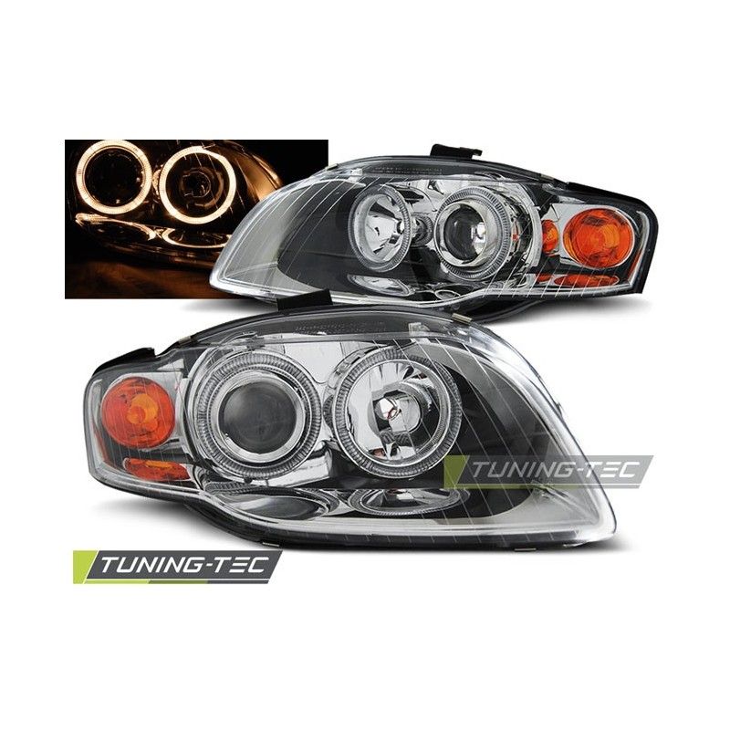 HEADLIGHTS ANGEL EYES CHROME fits AUDI A4 B7 11.04-03.08, A4 B7 04-08