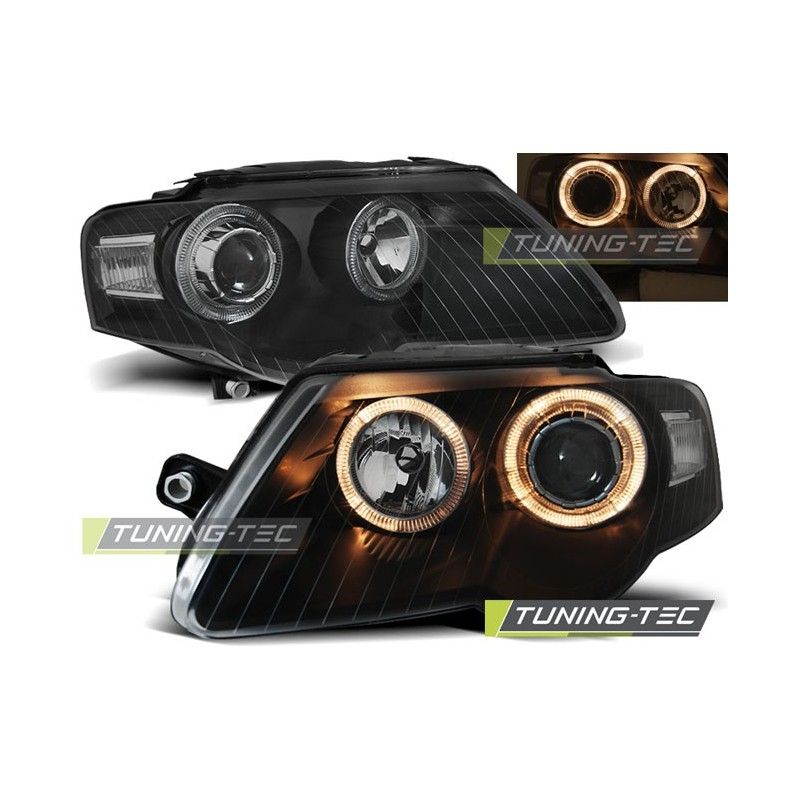 HEADLIGHTS ANGEL EYES BLACK fits VW PASSAT B6 3C 03.05-10, Passat B6 05-10