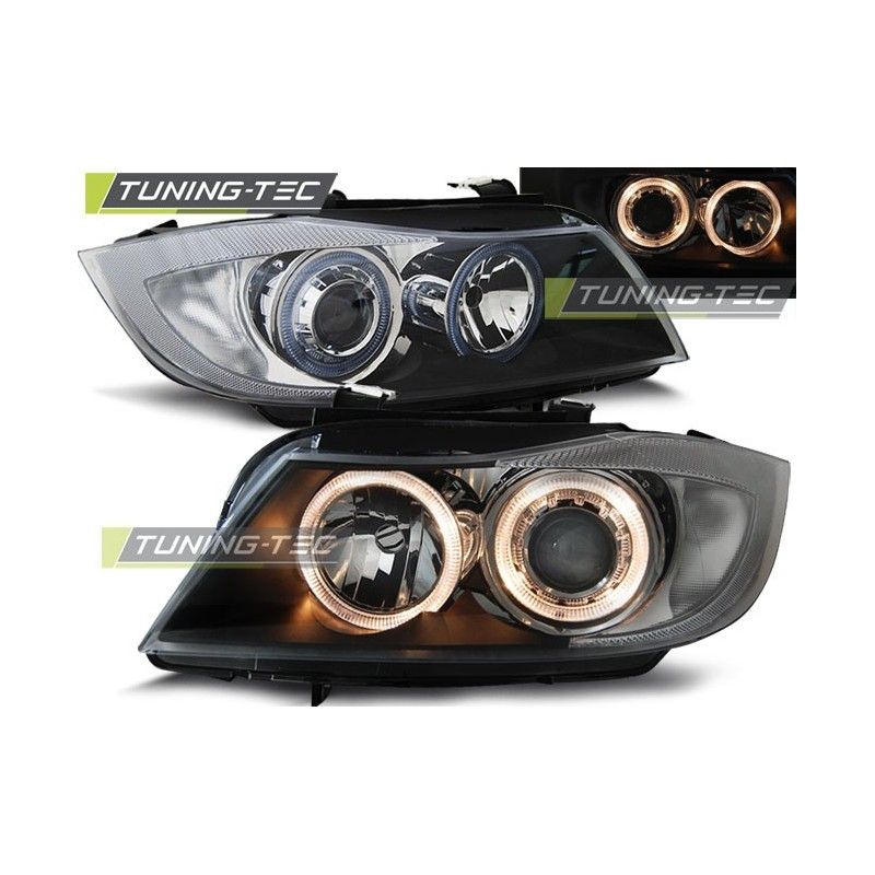 HEADLIGHTS ANGEL EYES BLACK fits BMW E90/E91 03.05-08.08, Serie 3 E90/E91