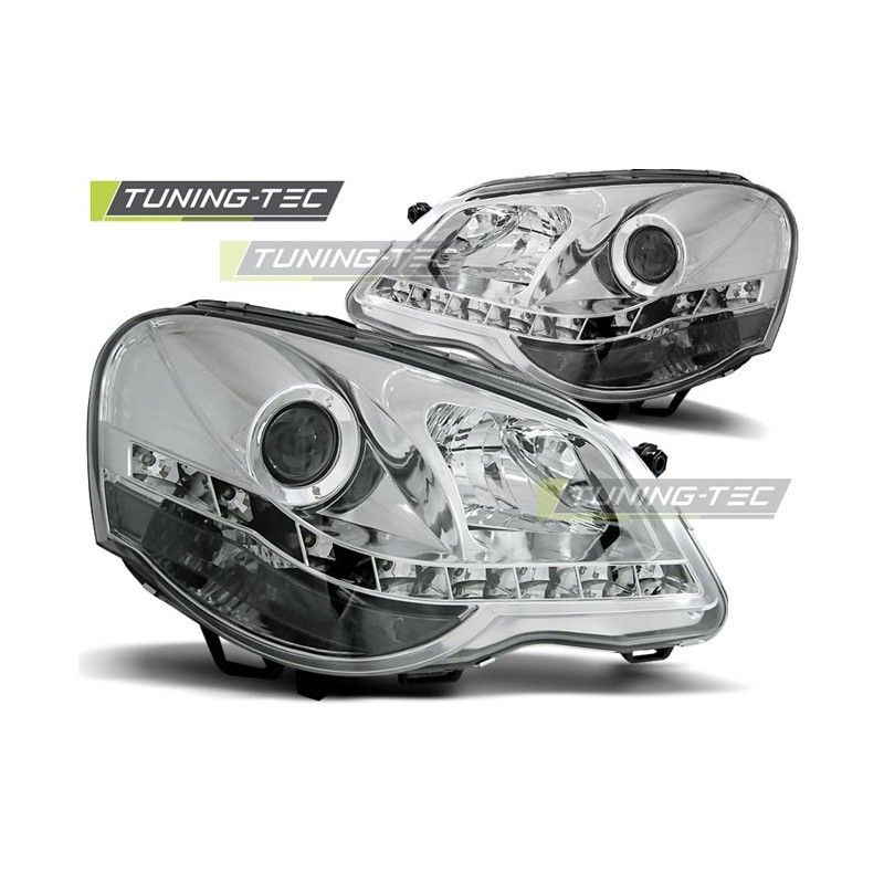 HEADLIGHTS DAYLIGHT CHROME fits VW POLO 9N3 04.05-09, Polo IV 9N/9N3 01-09