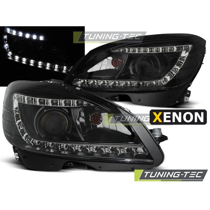 XENON HEADLIGHTS DAYLIGHT BLACK fits MERCEDES W204 07-10, Classe C W204